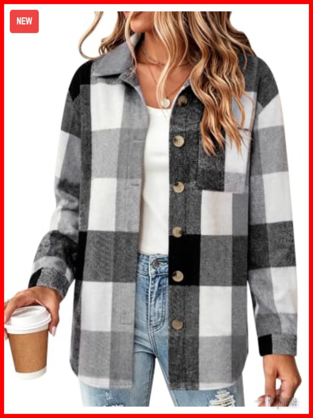 Women's Flannel Shacket Plaid Button Down Long Sleeve Shirt
